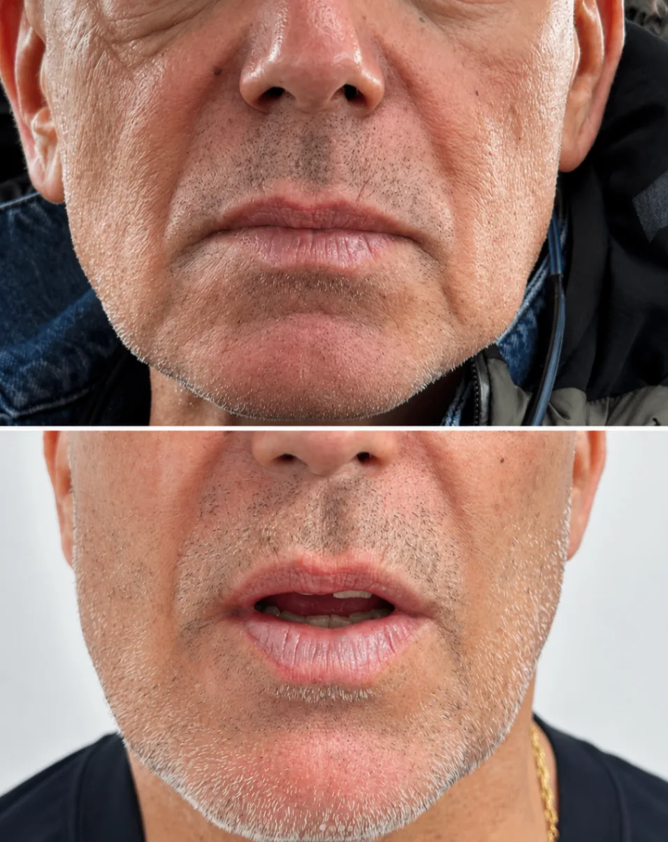 Endolift before and after — Male lower face